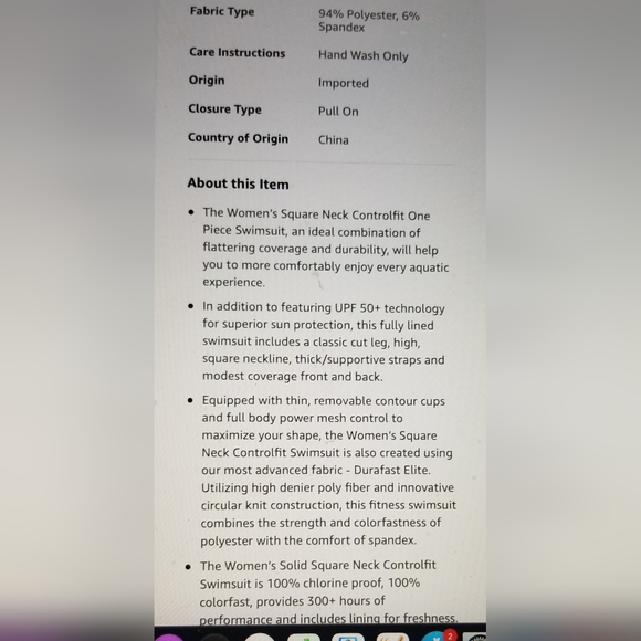 NWT TYR WOMENS SOLID SQUARE NECK CONTROLFIT CHLORINE RESISTANT ONE PIECE SWIM - Picture 5 of 8